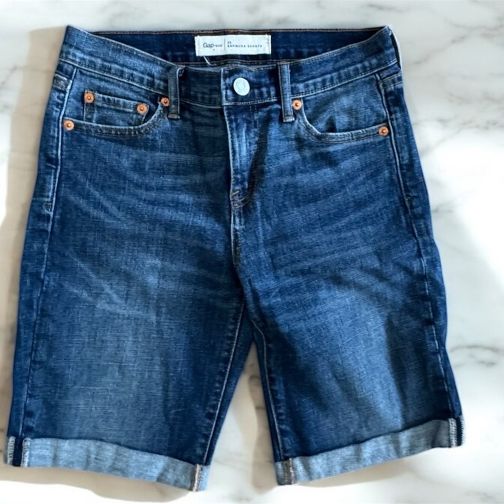 Title: Classic Blue Denim Bermuda Shorts - Picture 1 of 4
